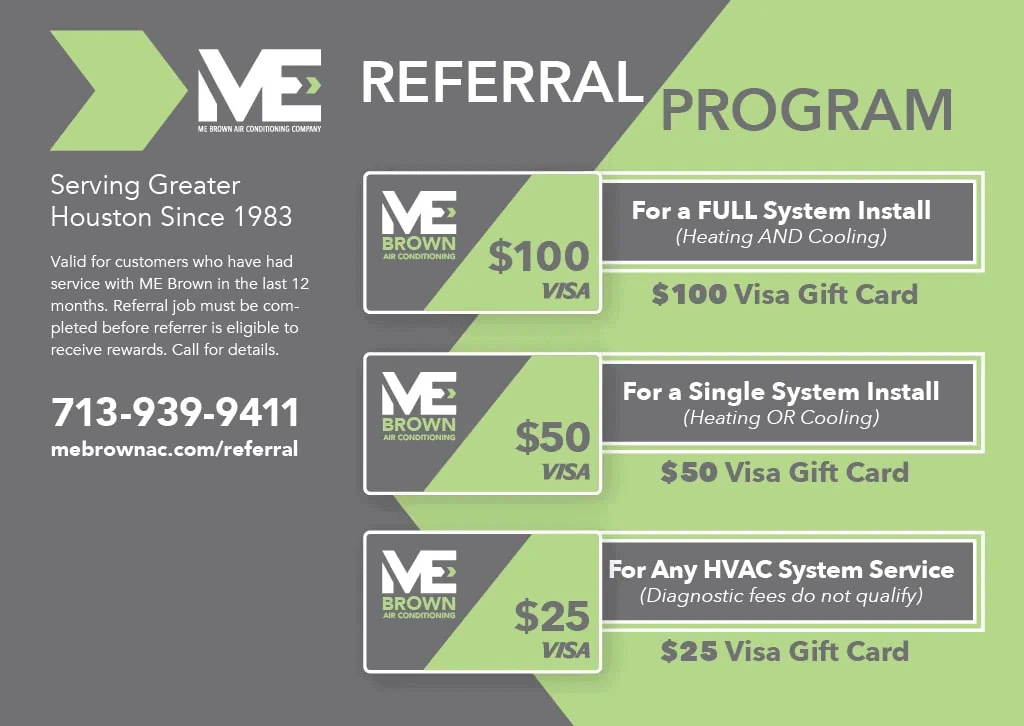 M E Brown Referral Program 0 for full system installation  for partial system installation  for service referrals